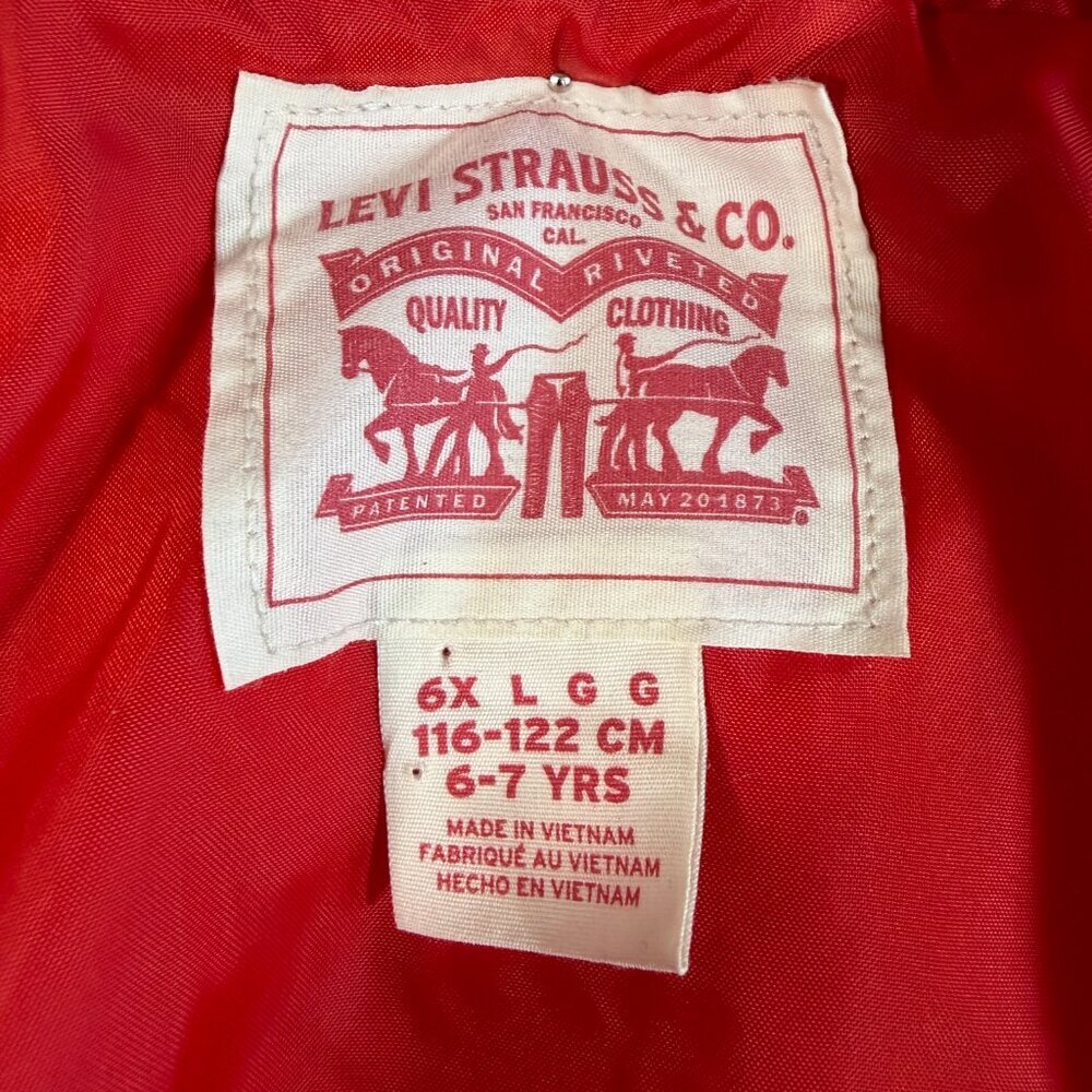 Kids LEVIS Red Hooded Puffer Jacket 6-7 - Picture 14 of 16